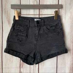 MUDD Women Black Cuffed High Waisted Shorts Size 5